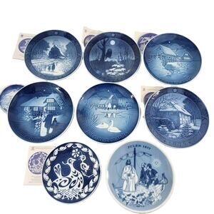 Royal Copenhagen, B&G, and Porsgrund Collector Plates 1973 to 1977 Set of 8